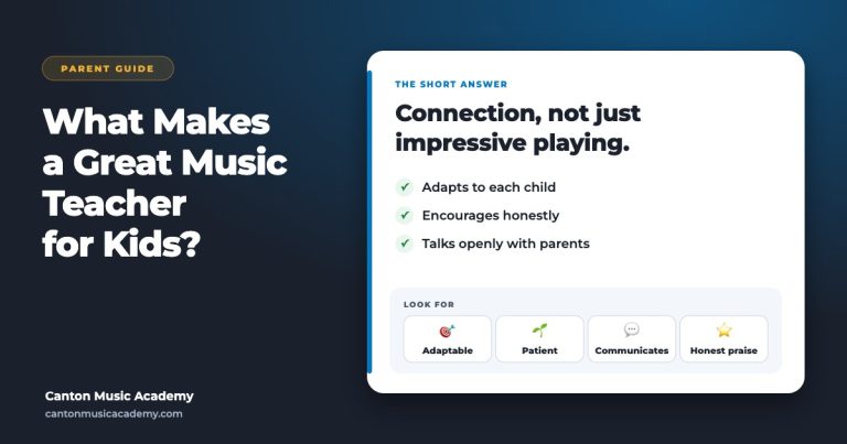 Qualities of a great music teacher for kids: adaptable, patient, encouraging and good at communicating with parents