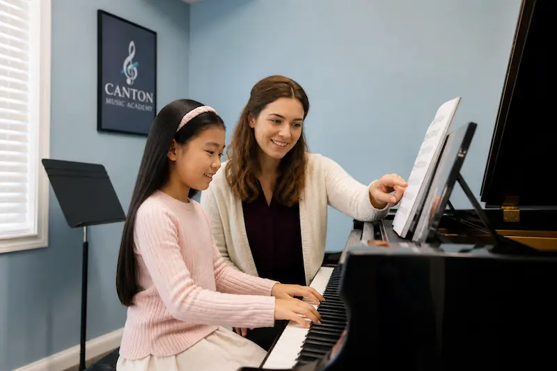 Piano lessons in Canton MI with teacher and student at Canton Music Academy